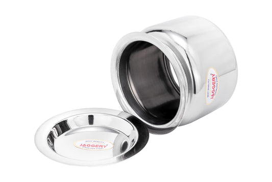 JAGGERY Stainless Steel Ghee Pot,Oil Pot, Pack of 2pcs,Capacity-250ml, (Dia-8.5cm, H-6.5cm)