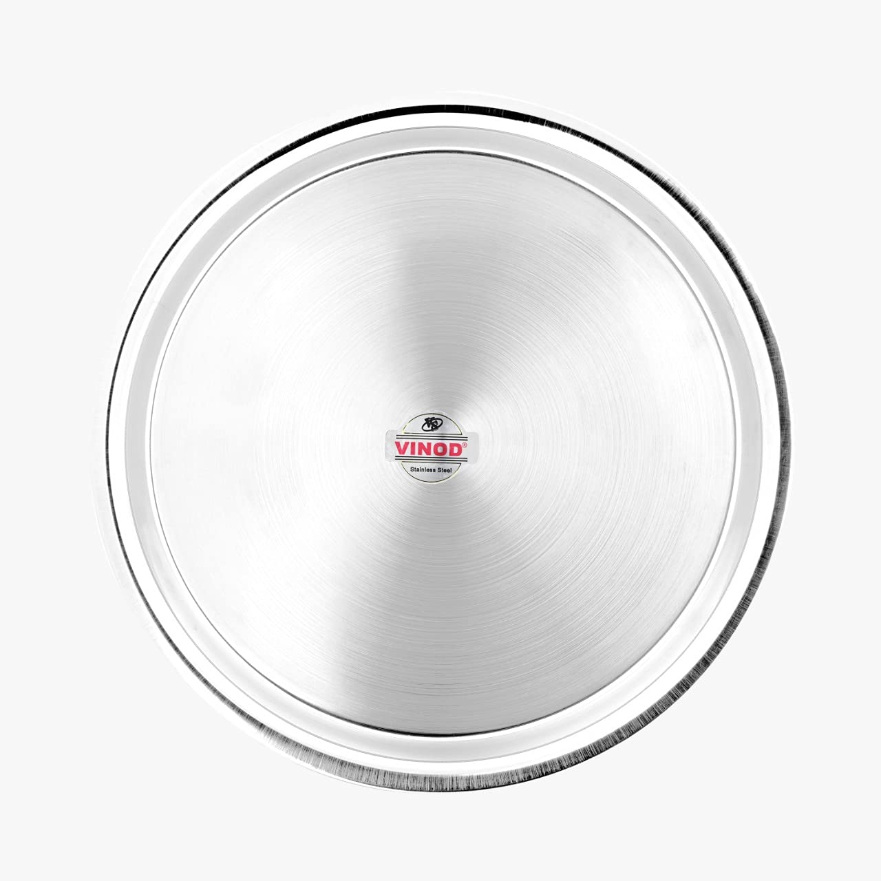Vinod Stainless Steel Two Tone German Bogi Plate, Lunch & Dinner Plate, Set of 4 Pieces, Diameter 28.5 cm, Smokey Grey, Large