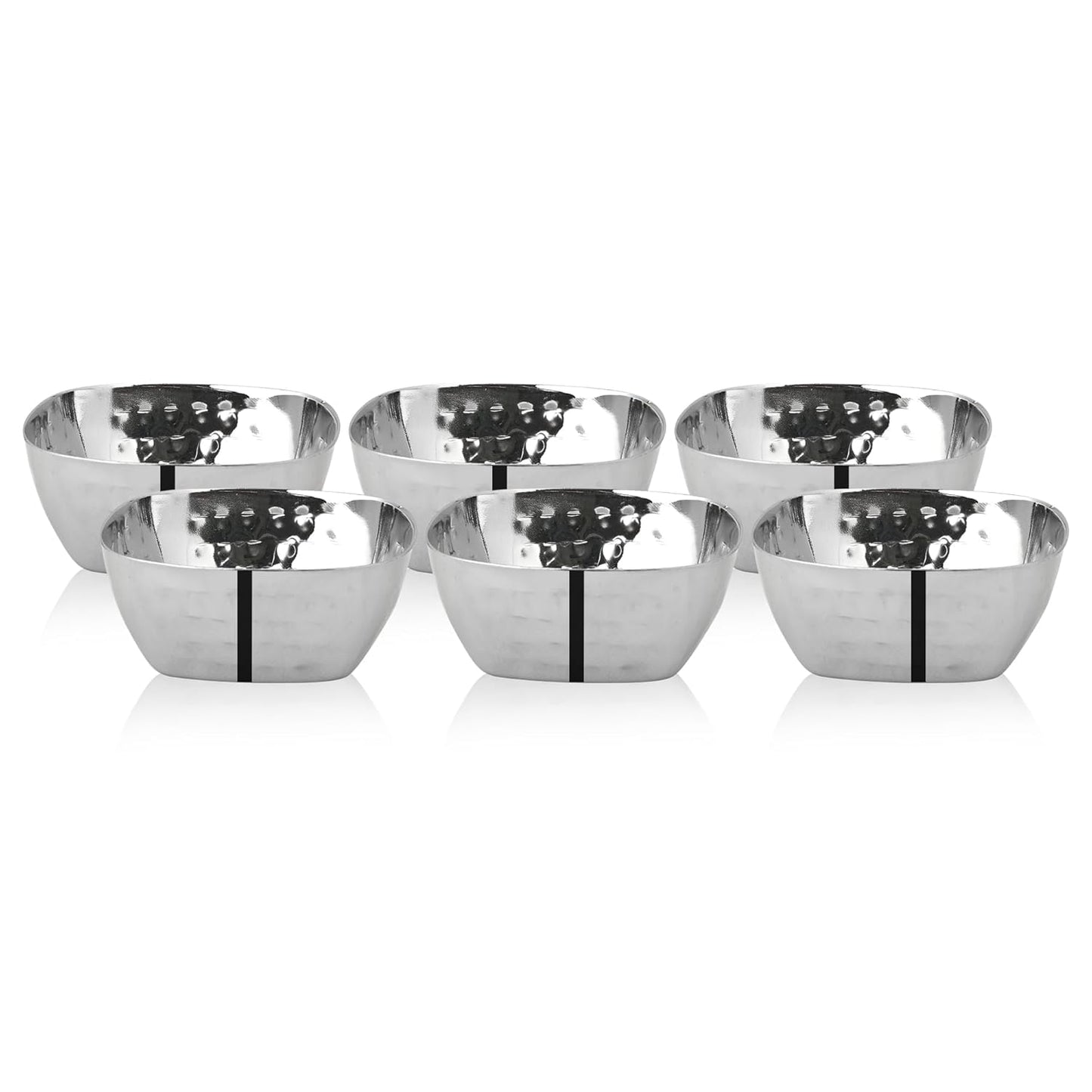 JAGGERY Stainless Steel Square Hammered Multipurpose Bowl Vati Katori Dia- 9 cm