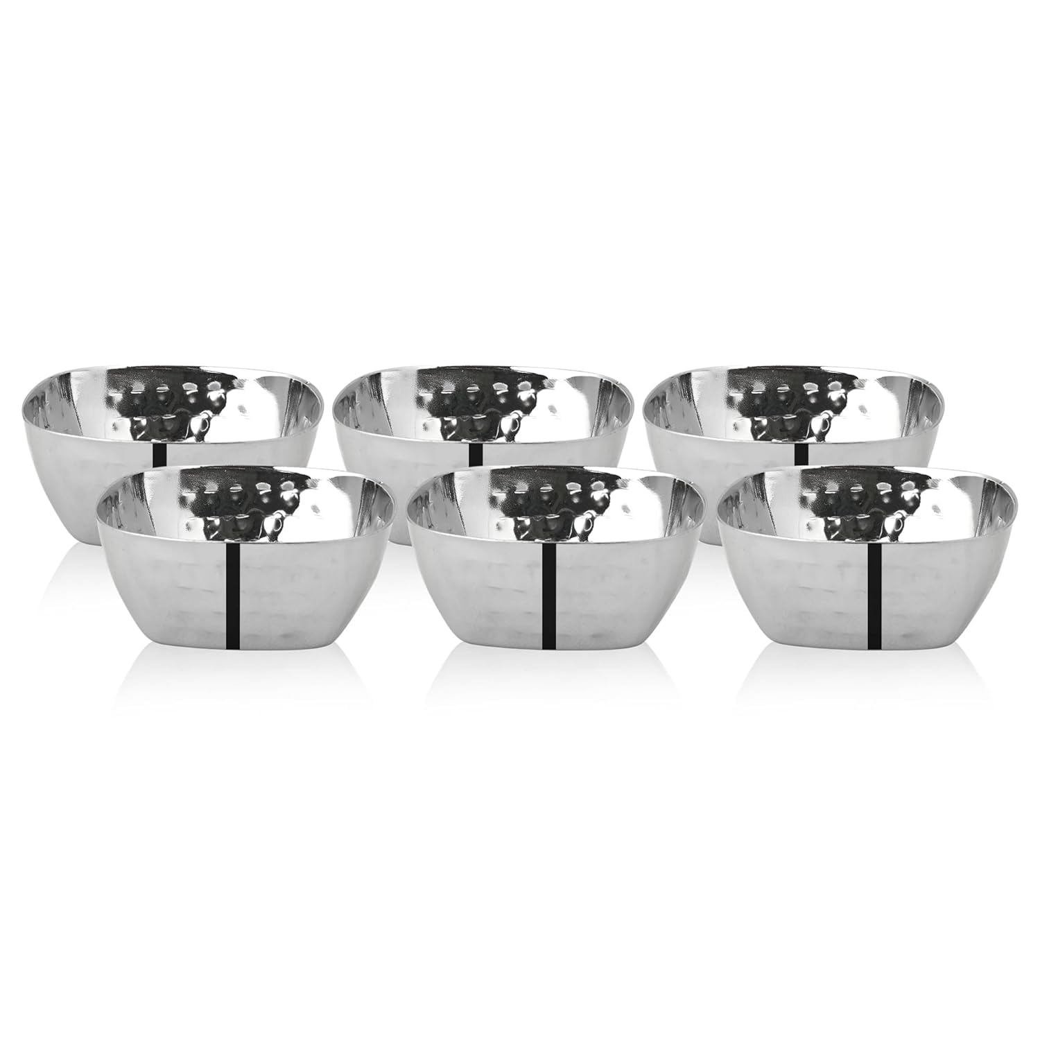 JAGGERY Stainless Steel Square Hammered Multipurpose Bowl Vati Katori Dia- 9 cm