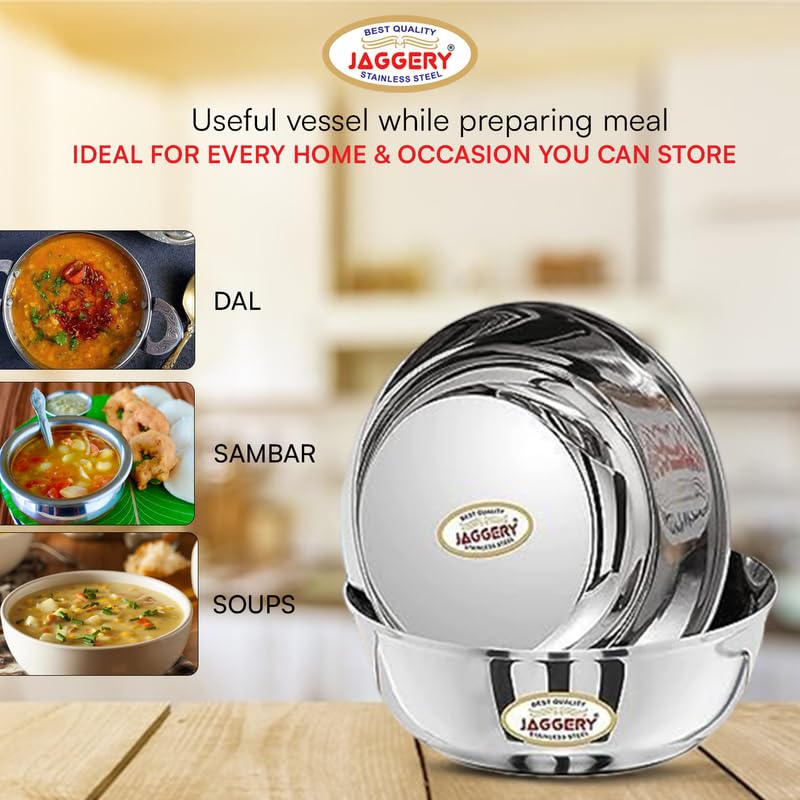 JAGGERY Stainless Steel 600ml Katora Set, Big Bowl