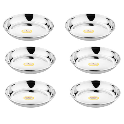 Vinod Stainless Steel Round Beeding Halwa Plate, Set of 6 Pcs