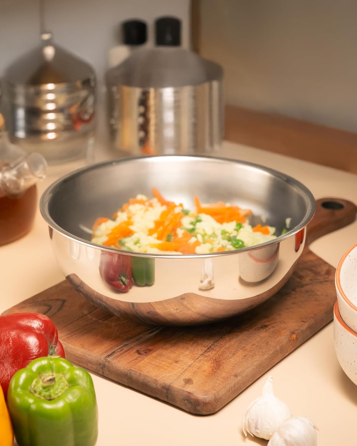 JAGGERY Triply Cookware Combo Set | 2.5 L Deep Tasla & 22 cm Frypan with Common Glass Lid | Induction Friendly Triply Stainless Steel Cookware | Heavy Duty Even Heat Distribution