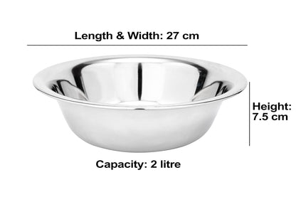 JAGGERY Stainless Steel Multipurpose Dhhama,gamla,kathot,deep Bowl for kneading Dough