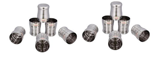 JAGGERY Stainless Steel  Water Milk Juice Glass Set (350ml, Eco)