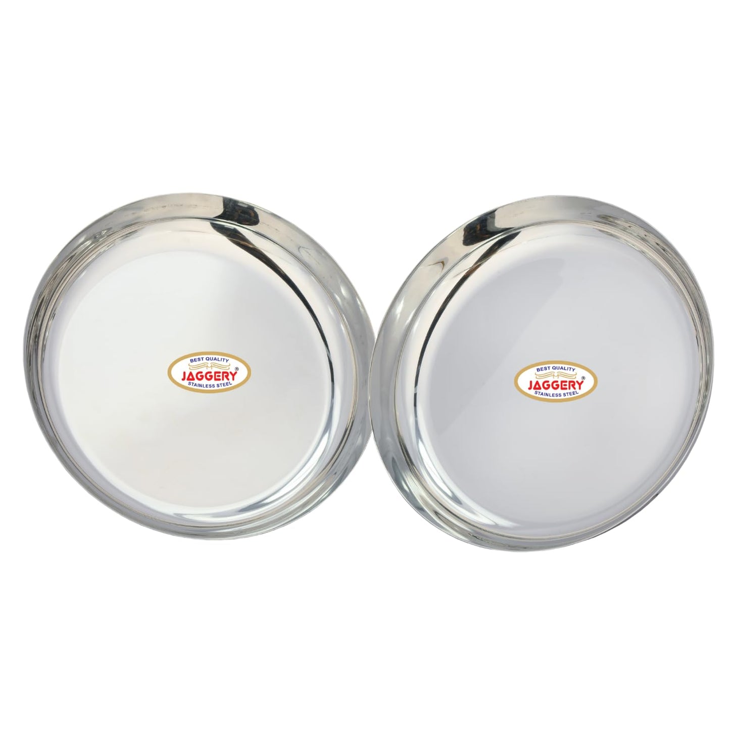 JAGGERY Stainless Steel Rice Platter to Serve Rajma Chawal, Chhole Chawal Or Curry Rice Bowl, Diameter - 21cm (8.26 Inch) Pack of 2 Pcs Thali/Plate