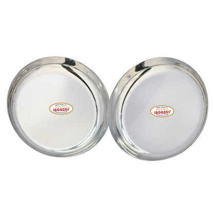 JAGGERY Stainless Steel Rice Platter to Serve Rajma Chawal, Chhole Chawal Or Curry Rice Bowl, Diameter - 21cm (8.26 Inch) Pack of 2 Pcs Thali/Plate