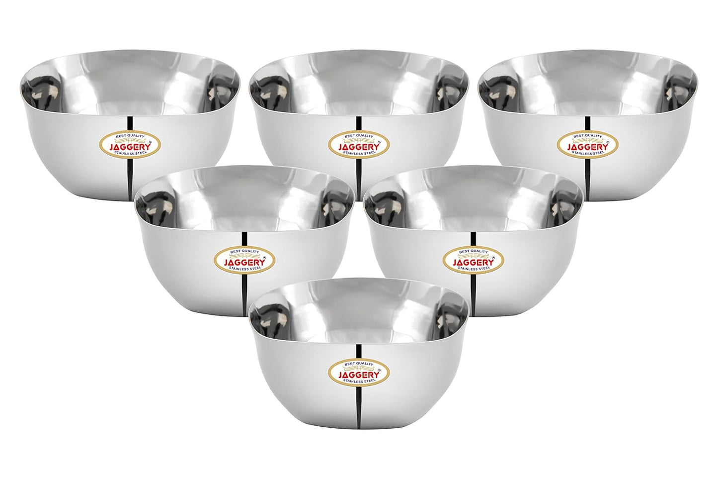 JAGGERY Stainless Steel Square Shaped Dessert Bowl Pack of 6 Pcs