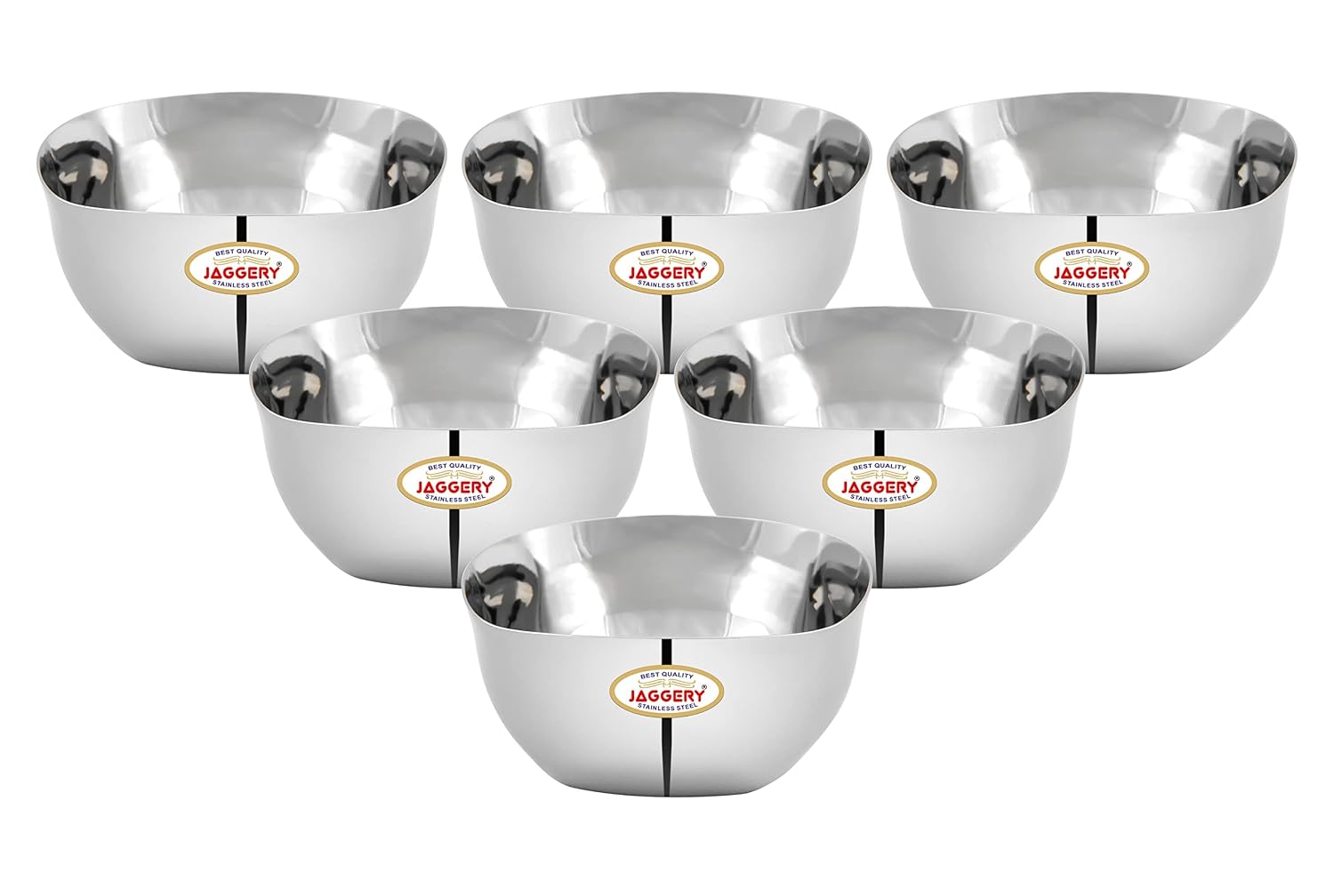 JAGGERY Stainless Steel Square Shaped Dessert Bowl Pack of 6 Pcs