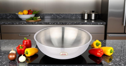 JAGGERY Triply Stainless Steel Cookware Tasla - 3 Litre (26 cm), Kadai (Without Handle), Induction & Gas Friendly, Heavy Bottom-Kadai for Cooking