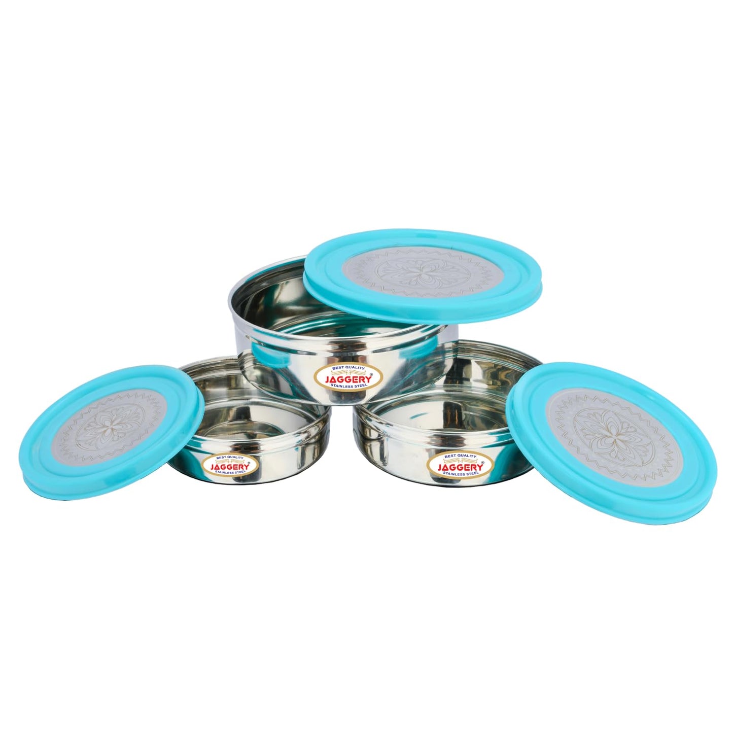 JAGGERY Stainless Steel Slim Airtight Containers With Leak Proof Lids, Set Of 3 Pcs, Capacity-210ml, 350ml, 500ml, Food Grade Silicon Seal, Ideal For carrying Food In Your Backpack