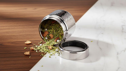 JAGGERY Stainless Steel Kitchen Storage Containers with Hammered Design, Airtight Lids (300ml,Set of 2)