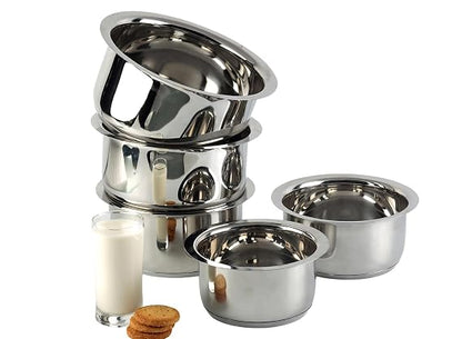 Vinod Stainless Steel Tope Set of 5 Pieces - 0.8L, 1L, 1.4L, 1.8L & 2.2 LTR