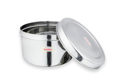 JAGGERY Brand Heavy Gauge Stainless Steel Container/Storage Box/Deep Betha Dabba/Grocery Canister/Multipurpose Dibba (Capacity- 2400Ml, Pack Of 1Pc) For Laddu/Papad/Chips/Idli, Silver