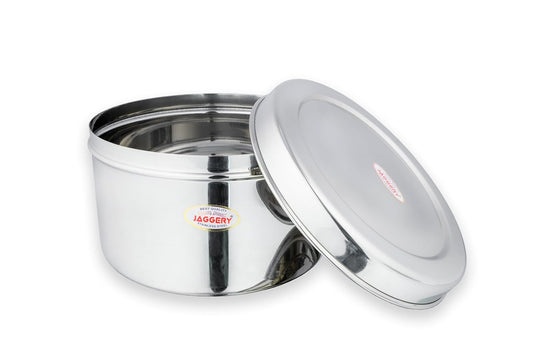 JAGGERY Brand Heavy Gauge Stainless Steel Container/Storage Box/Deep Betha Dabba/Grocery Canister/Multipurpose Dibba (Capacity- 2400Ml, Pack Of 1Pc) For Laddu/Papad/Chips/Idli, Silver