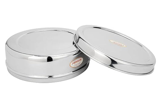 JAGGERY Stainless Steel Container Useful as Tiffin or Lunch Pack/Fridge Storage Box/Steel Puri Dabba-Set of 1pc, (Dia-22cm, H-9cm) Capacity- 1850ml