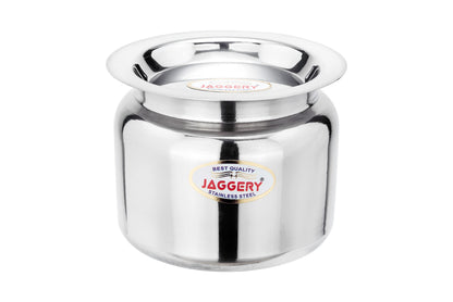 JAGGERY Stainless Steel Ghee Pot,Oil Pot, Pack of 2pcs,Capacity-250ml, (Dia-8.5cm, H-6.5cm)