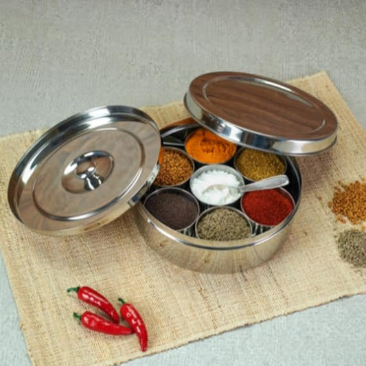 Vinod Steel Masala Dabba 11 No , 19 cm Dia . Height - 6 cm