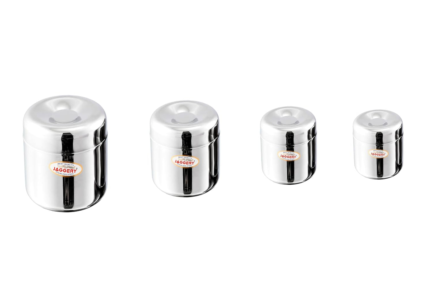 JAGGERY Stainless Steel Apple Dabba, Junior Storage Container, Canisters Set of 4 pcs (120 ml, 150 ml, 200 ml, 260 ml)