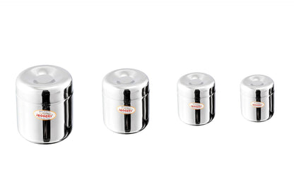 JAGGERY Stainless Steel Apple Dabba, Junior Storage Container, Canisters Set of 4 pcs (120 ml, 150 ml, 200 ml, 260 ml)