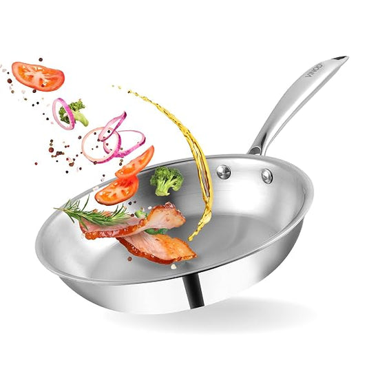 Vinod Platinum Triply Stainless Steel Frying Pan | 2.5 mm Thick Triply Cookware | Induction and Gas Compatible