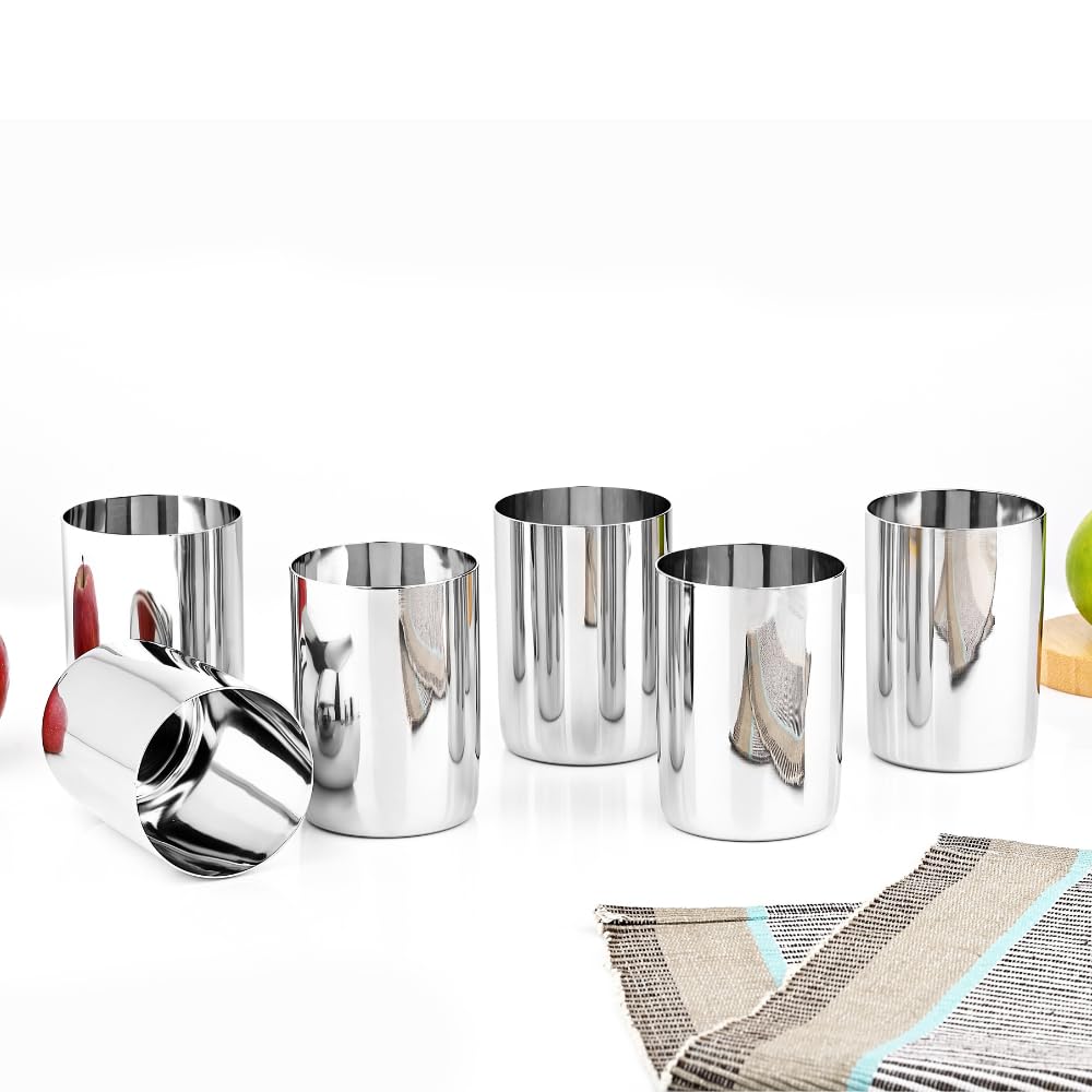 Vinod Amrapalli Steel Glass, 400 ml, 6 Piece, Service for 6