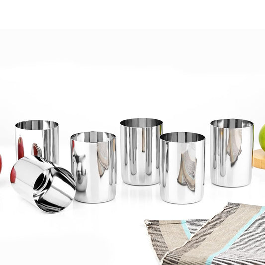 Vinod Amrapalli Steel Glass, 400 ml, 6 Piece, Service for 6