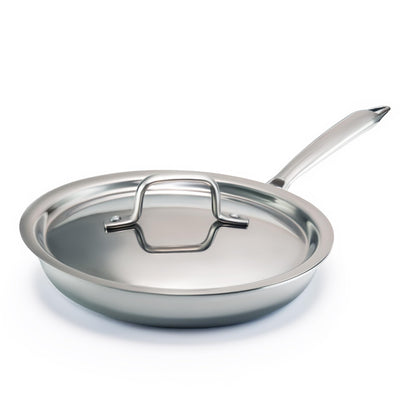 JAGGERY Triply Stainless Steel Frypan with Steel Lid | Heavy Bottom Cookware | Even Heating Surface | Induction and Gas Compatible | Heat Resistant Handle