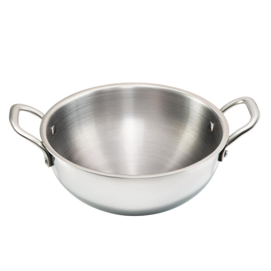 JAGGERY Triply Stainless Steel Extra Deep Kadai Without Lid | Heavy Bottom Induction & Gas Compatible Kadhai for Deep Frying & Cooking