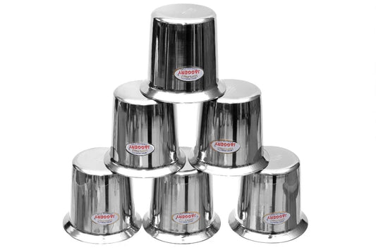 JAGGERY Extra Heavy and Sturdy Steel Coffee and Tea Glass, Set of 6, South Indian Design