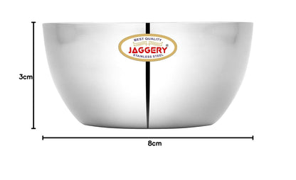 JAGGERY Stainless Steel Heavy Apple Bowl, Vati, Katori -Set of 6pcs