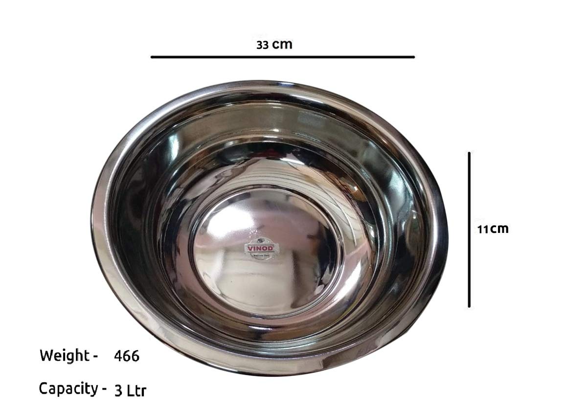 Vinod Stainless Steel Multipurpose Dhhama/gamla/kathot/besin/deep Bowl for kneading Dough