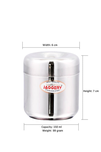 JAGGERY Stainless Steel Apple Dabba, Junior Storage Container, Canisters Set of 4 pcs (150 ml)