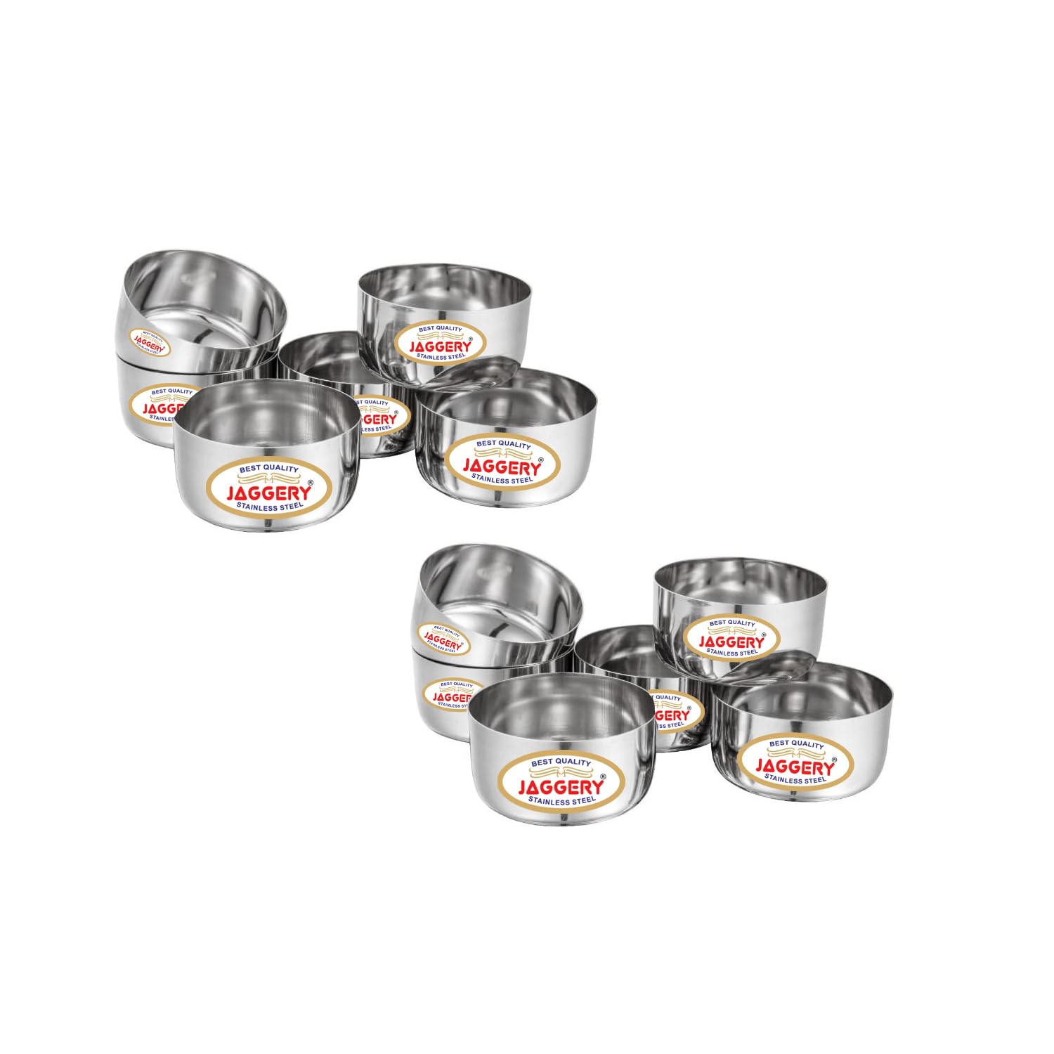 JAGGERY Stainless Steel Bombay Vati, katori, Set of 12 pcs