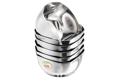 JAGGERY- Stainless Steel Heavy Double Square Bowl/Vati/Wati/Katori -Set of 6pcs