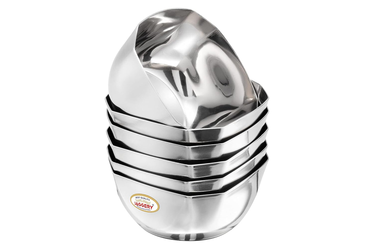 JAGGERY- Stainless Steel Heavy Double Square Bowl/Vati/Wati/Katori -Set of 6pcs
