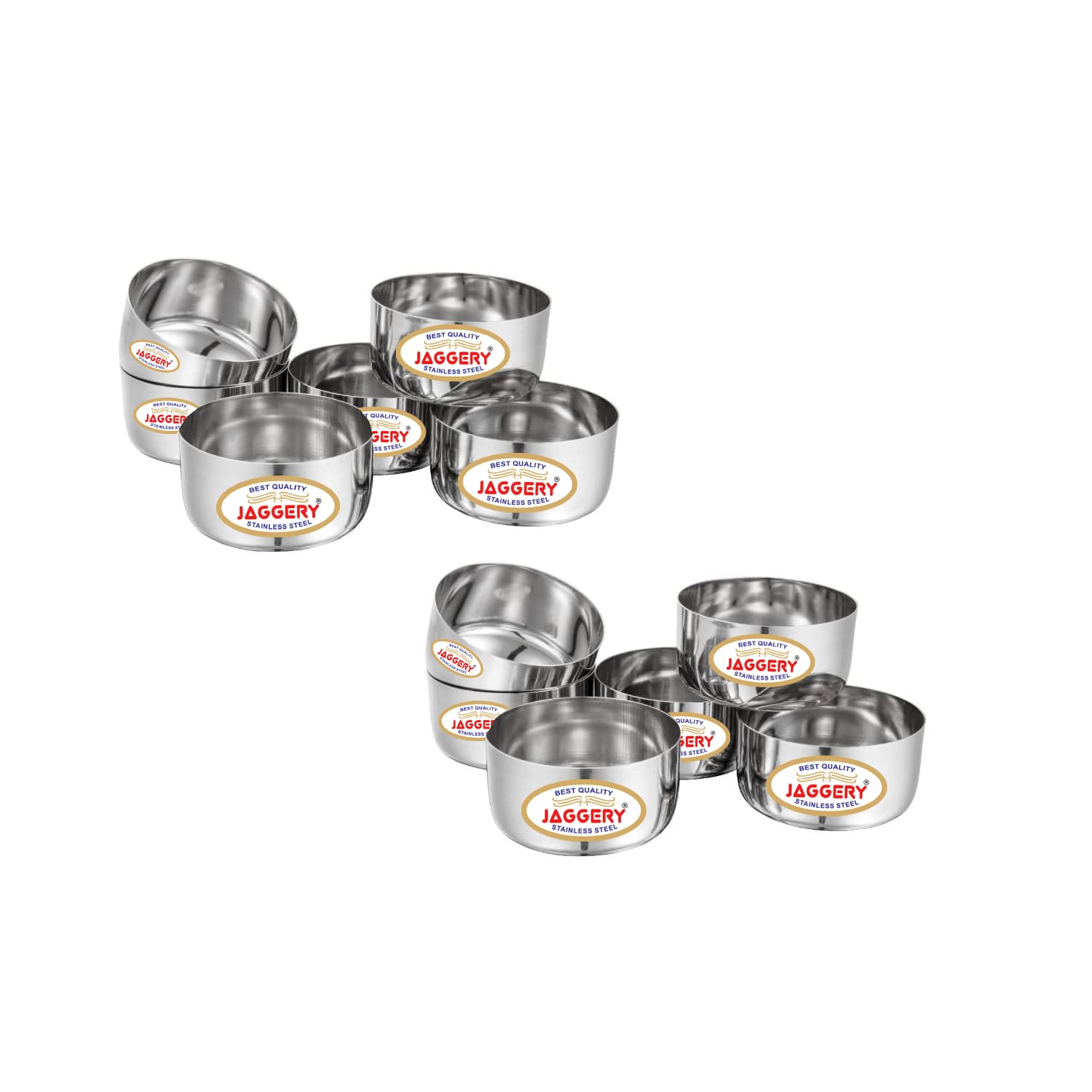 JAGGERY Stainless Steel Bombay Vati, katori, Set of 6 pcs