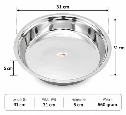 JAGGERY Heavy Gauge Stainless Steel Atta Dough Parat/Mixing Bowl