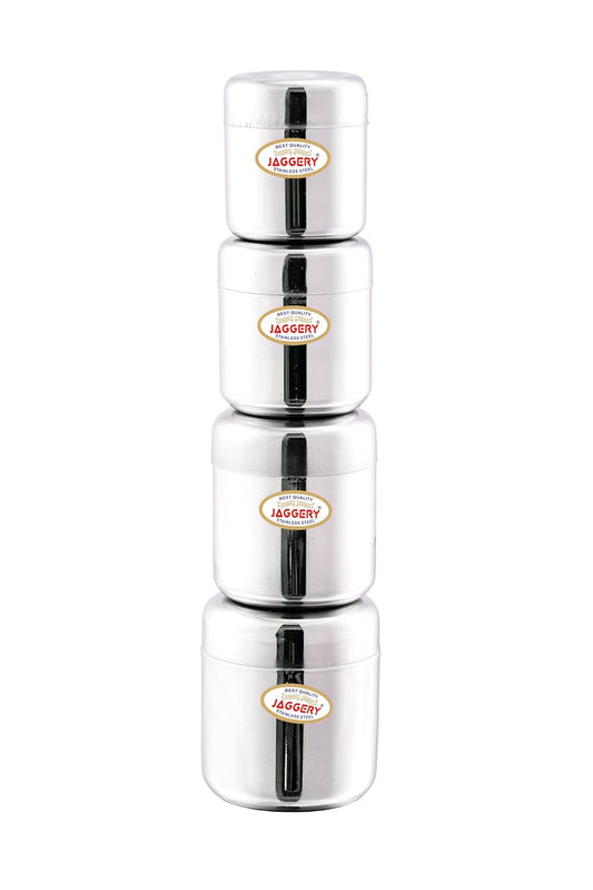 JAGGERY Stainless Steel Apple Dabba, Junior Storage Container, Canisters Set of 4 pcs (120 ml, 150 ml, 200 ml, 260 ml)