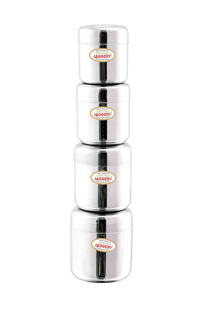 JAGGERY Stainless Steel Apple Dabba, Junior Storage Container, Canisters Set of 4 pcs (150 ml)