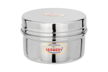 JAGGERY Stainless Steel Mini Storage Container, Screwdabbi, Pack of 2 (Dia-8.5cm,7.5cm) and (Dia-7.5cm, H-5cm, Capcity)