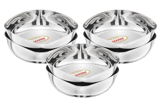 JAGGERY Stainless Steel Square Halwa Plate, Sweet Vati / Dessert Bowl -set of 6pcs