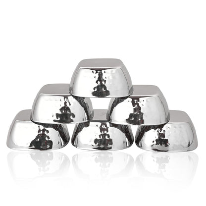 JAGGERY Stainless Steel Square Hammered Multipurpose Bowl Vati Katori Dia- 9 cm