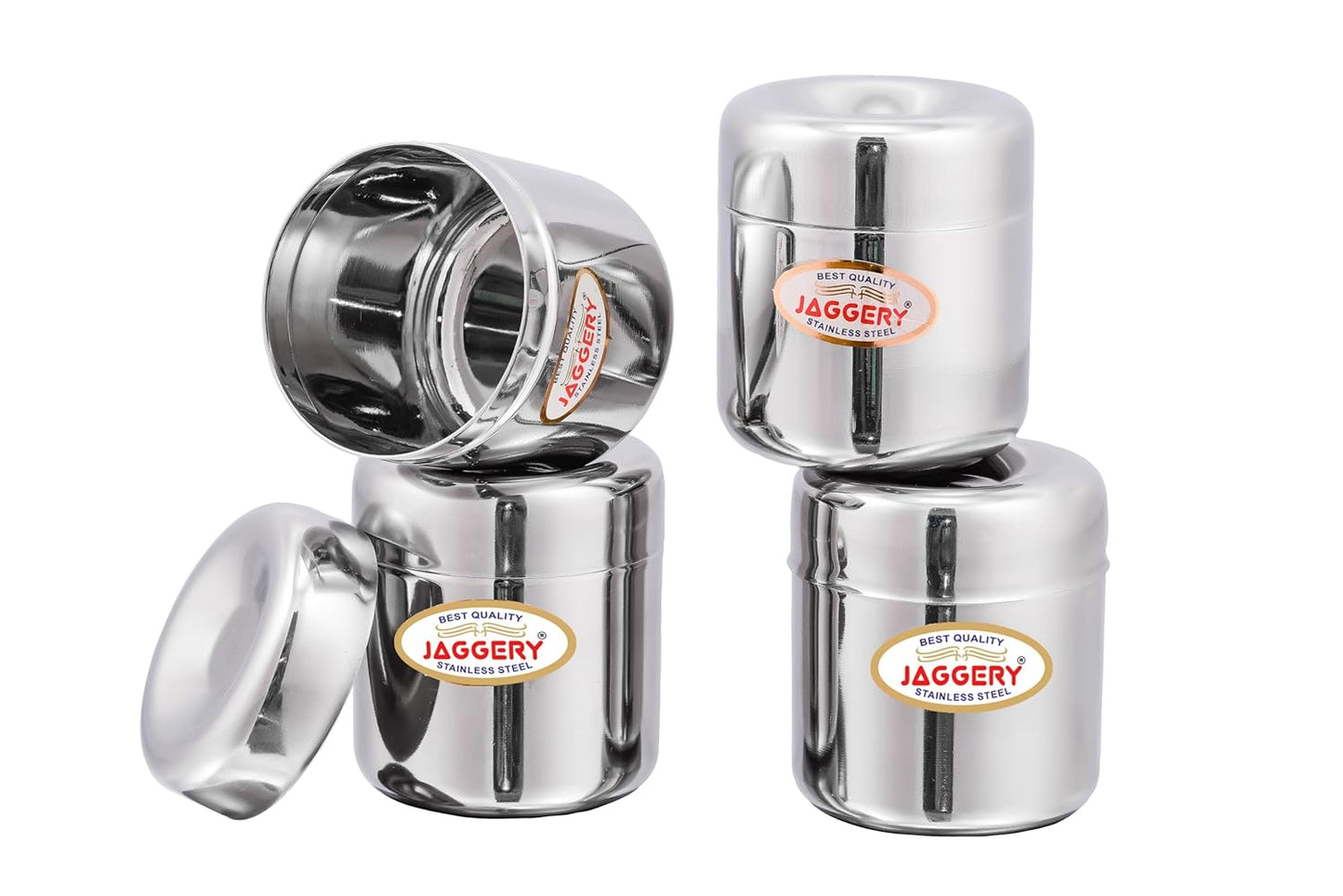 JAGGERY Stainless Steel Apple Dabba, Junior Storage Container, Canisters Set of 4 pcs (200 ml)