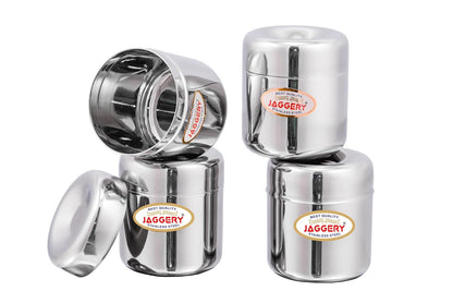 JAGGERY Stainless Steel Apple Dabba, Junior Storage Container, Canisters Set of 4 pcs (200 ml)