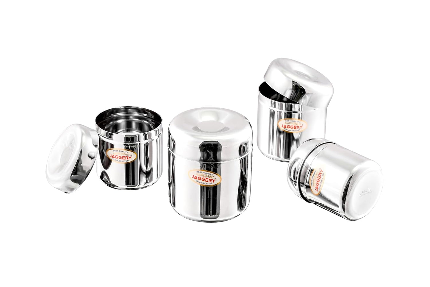 JAGGERY Stainless Steel Apple Dabba, Junior Storage Container, Canisters Set of 4 pcs (150 ml)