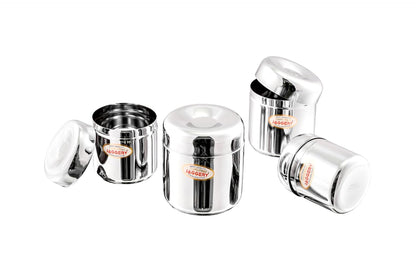 JAGGERY Stainless Steel Apple Dabba, Junior Storage Container, Canisters Set of 4 pcs (150 ml)