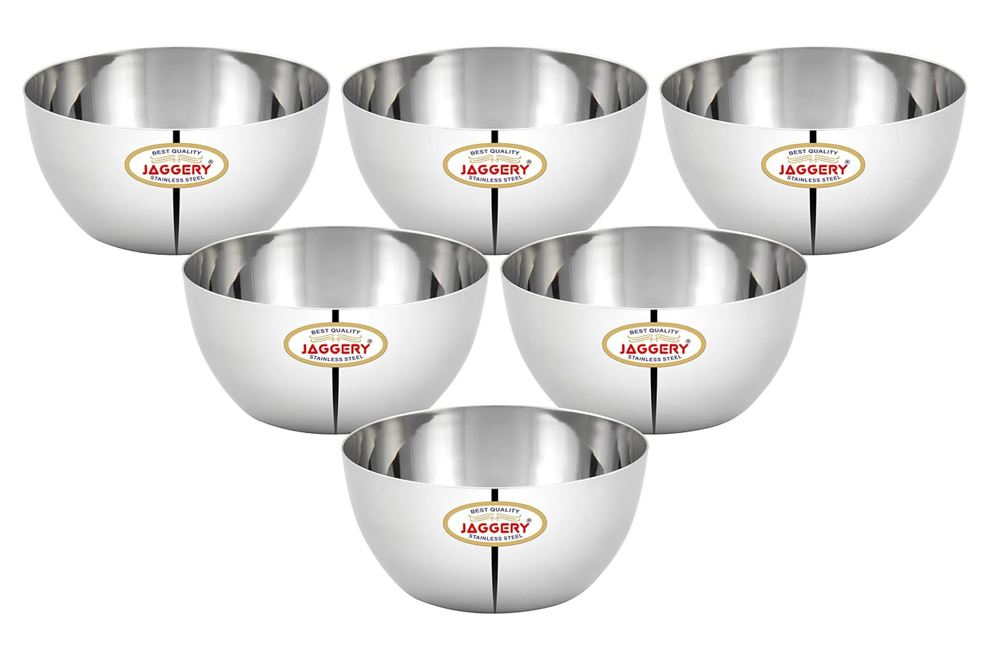 JAGGERY Stainless Steel Heavy Apple Bowl, Vati, Katori -Set of 6pcs