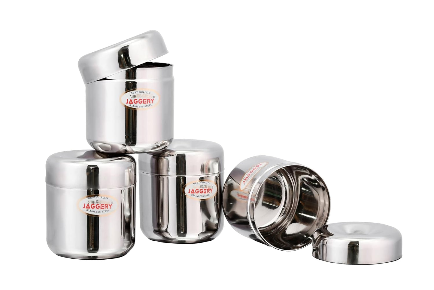 JAGGERY Stainless Steel Apple Dabba, Junior Storage Container, Canisters Set of 4 pcs (150 ml)