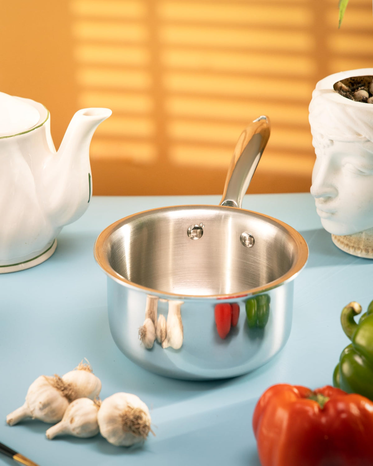 JAGGERY Stainless Steel Triply Sauce Pan | Tea and Milk Pan | Heavy Gauge Cookware | Induction and Gas Stove Compatible | Heat Resistant Handle
